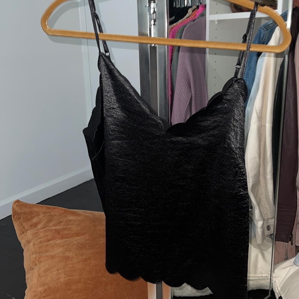 BP scallop satin tank